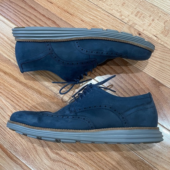 Cole Haan Other - Cole Haan Blazer Blue Leather Original Grand Shortwing Wing Tip Derby Shoe 10.5